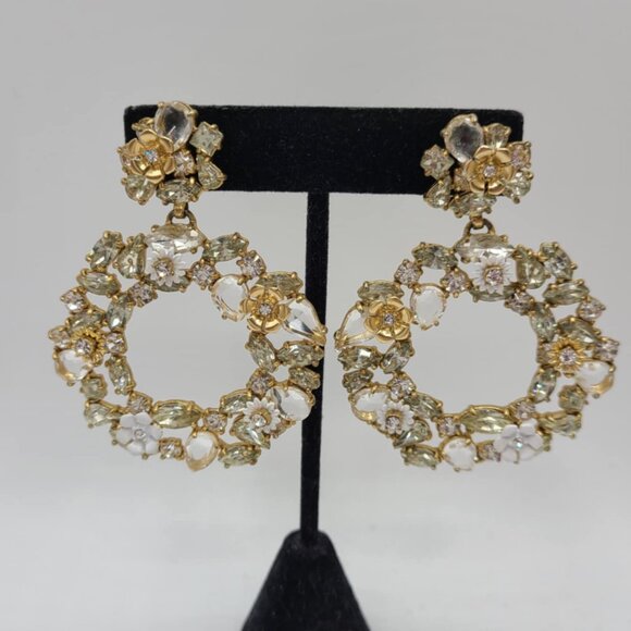 Stunning Clear Crystal Floral Statement Earrings - Picture 1 of 12